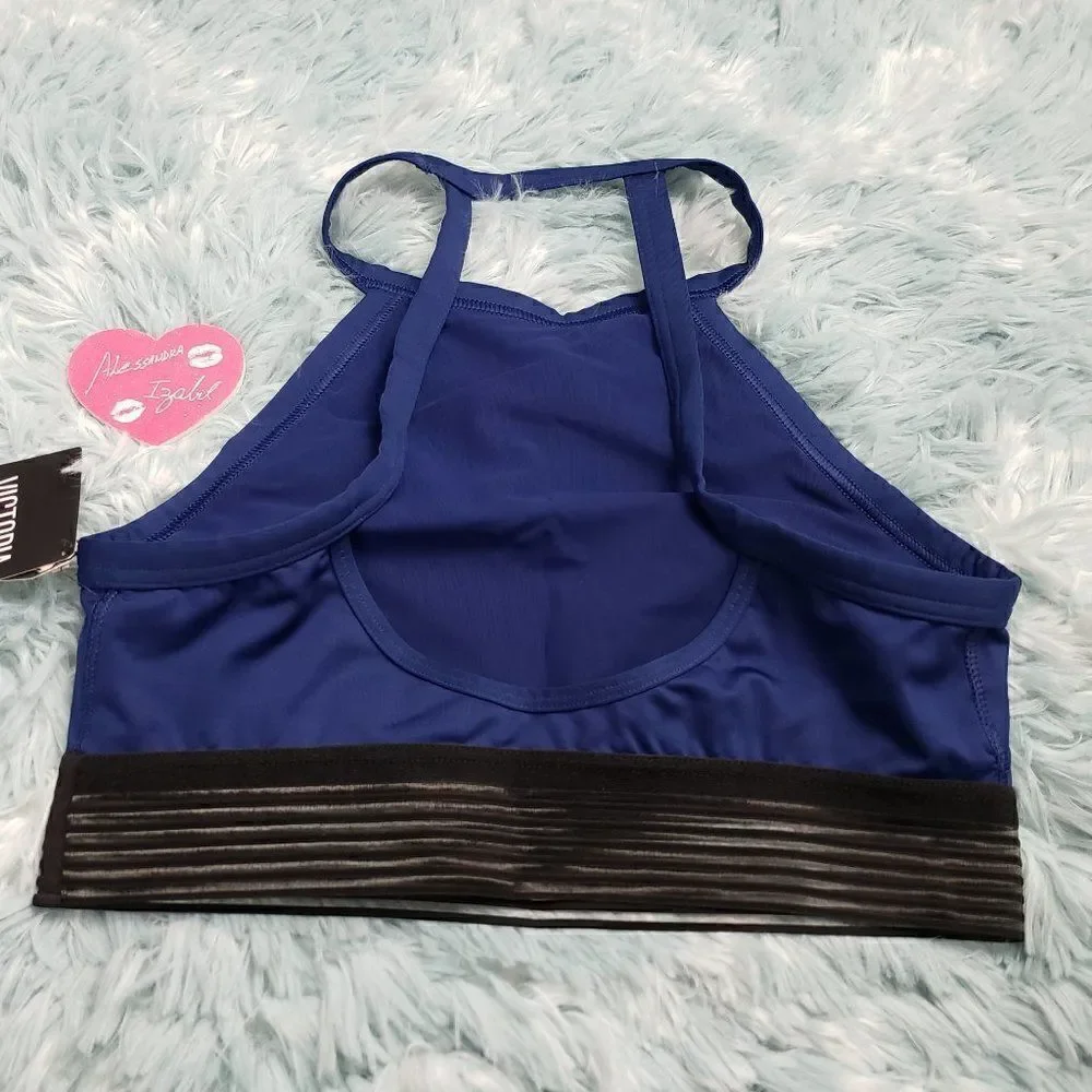 VS Highneck Striped Dark Blue Sport Bralette M